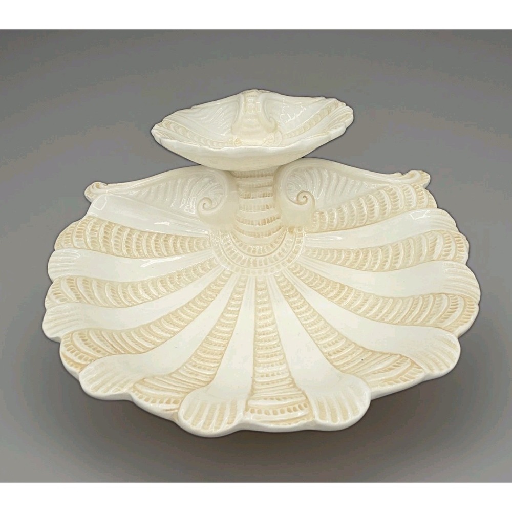 Lenox BUTLER'S PANTRY 2-Tier Shell Shaped Server Bowl - Embossed, Made in Italy